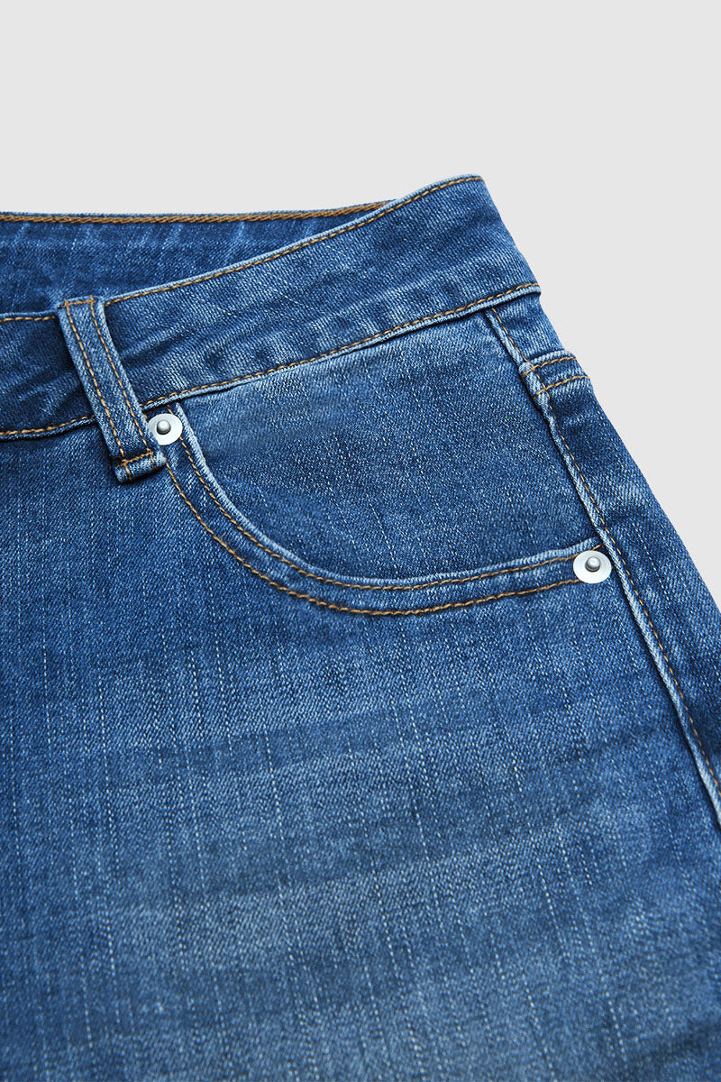 Raw Hem Cut Out Bow Tie Mid Waist Crop Skinny Jeans