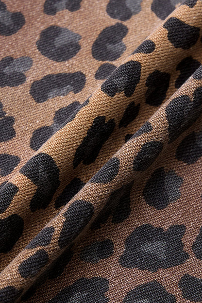 Leopard Print Seam Detail Mid Rise Straight Leg Crop Pants