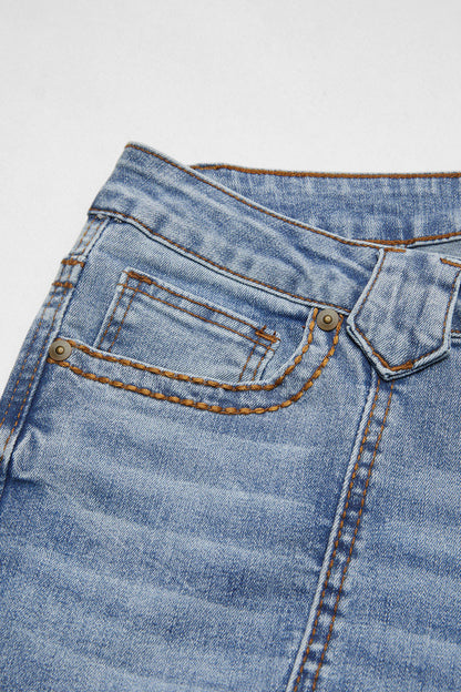 Wash Contrast Stitch Low Waist Bootcut Jeans