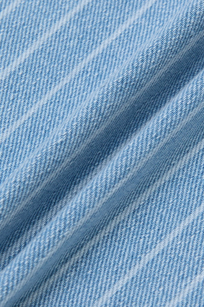 Striped Roll Hem Seam Front Mid Rise Straight Leg Crop Jeans Without Belt