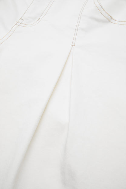 Solid Drawstring Stitch Detail Pleated Mid Waist Wide Leg Crop Pants Without Belt