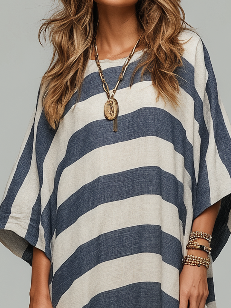 Robe longue Kaftan oversize rayée et décontractée