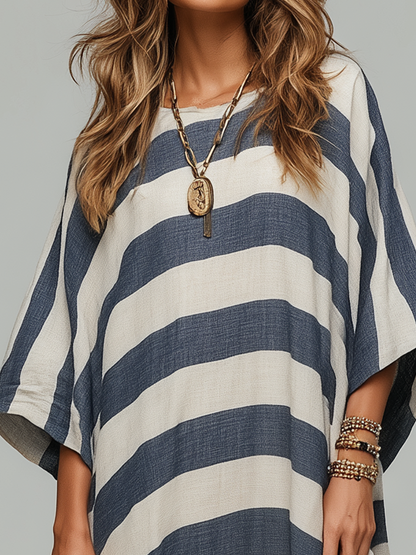 Robe longue Kaftan oversize rayée et décontractée