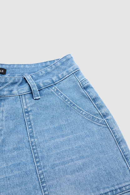 Roll Hem Mid Waist Straight Leg Crop Jeans Without Belt