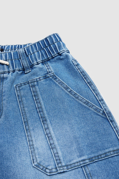 Raw Hem Drawstring Mid Waist Barrel Leg Capri Jeans
