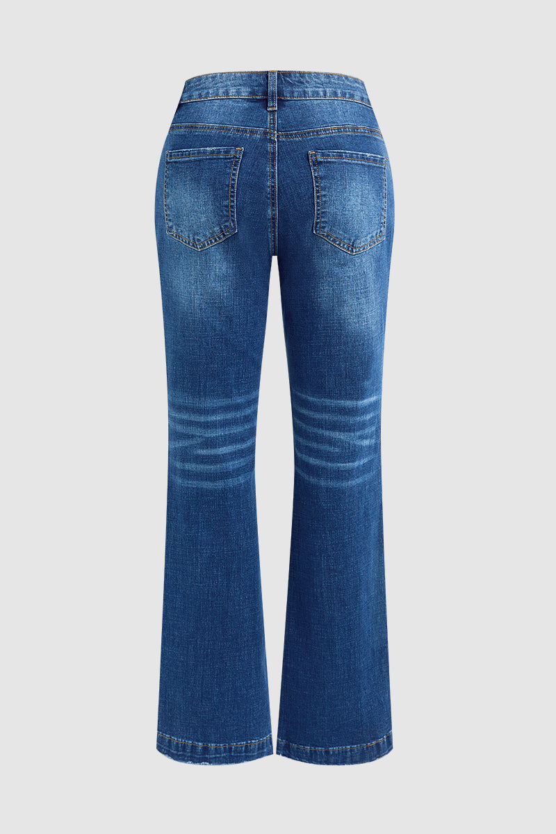 Wash Seam Front Mid Rise Bootcut Jeans