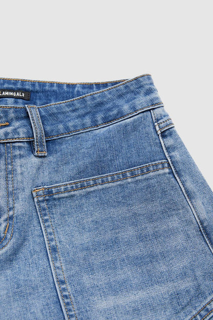 Valentine's Day Pattern Embroidered Patch Pocket Mid Rise Straight Leg Jeans Without Belt