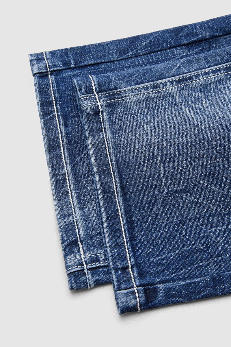 Wash Mid Waist Straight Leg Jeans