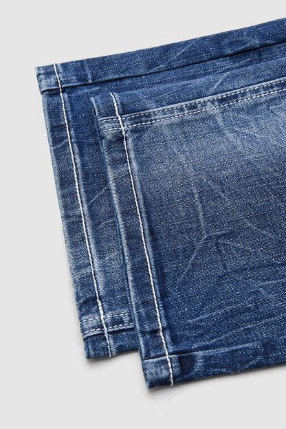 Wash Mid Waist Straight Leg Jeans