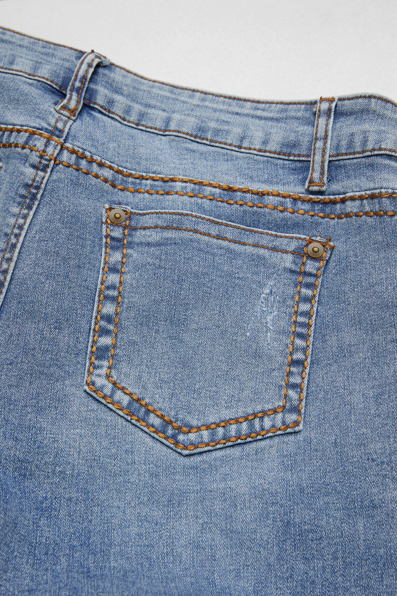 Wash Contrast Stitch Low Waist Bootcut Jeans