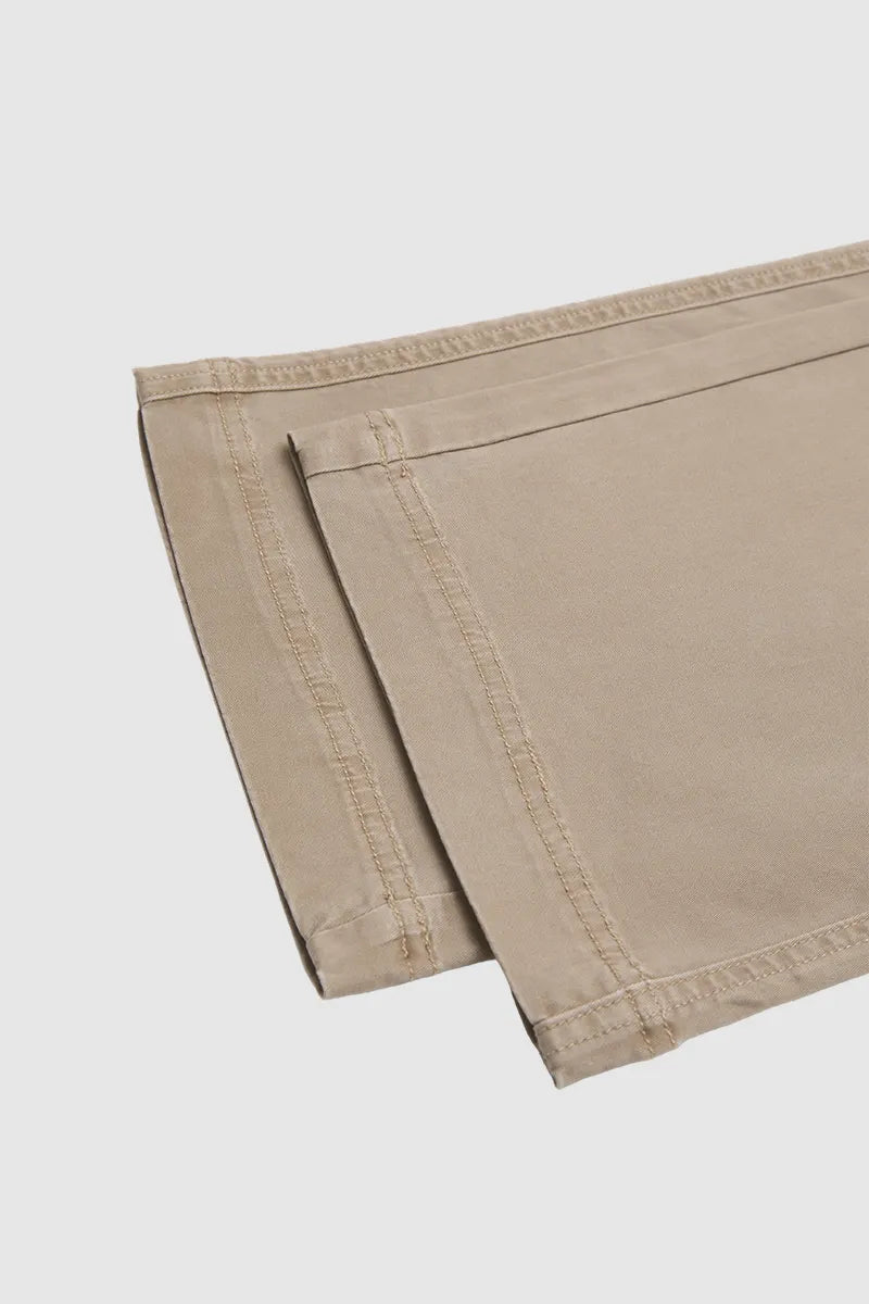 Solid Patch Pocket Mid Waist Wide Leg Pants