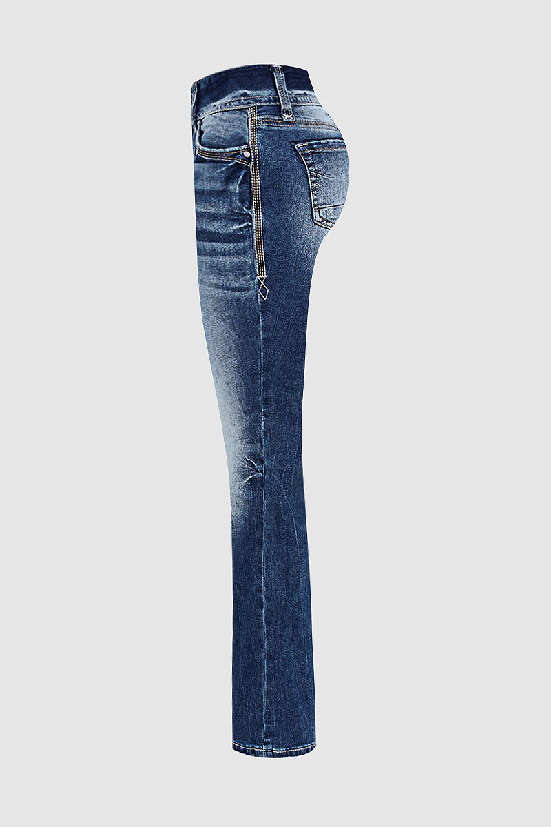 90s Vintage Slant Pocket Mid Waist Bootcut Jeans