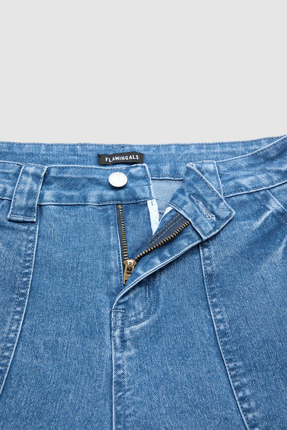 Wash Patch Pocket Roll Hem High Rise Crop Tapered Jeans Without Belt