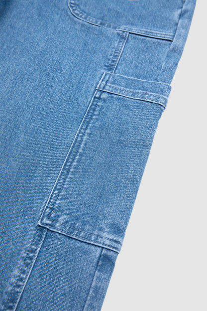 Wash Patch Pocket Roll Hem High Rise Crop Tapered Jeans Without Belt