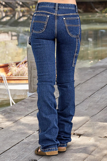 Wash Mid Rise Bootcut Carpenter Jeans Without Belt