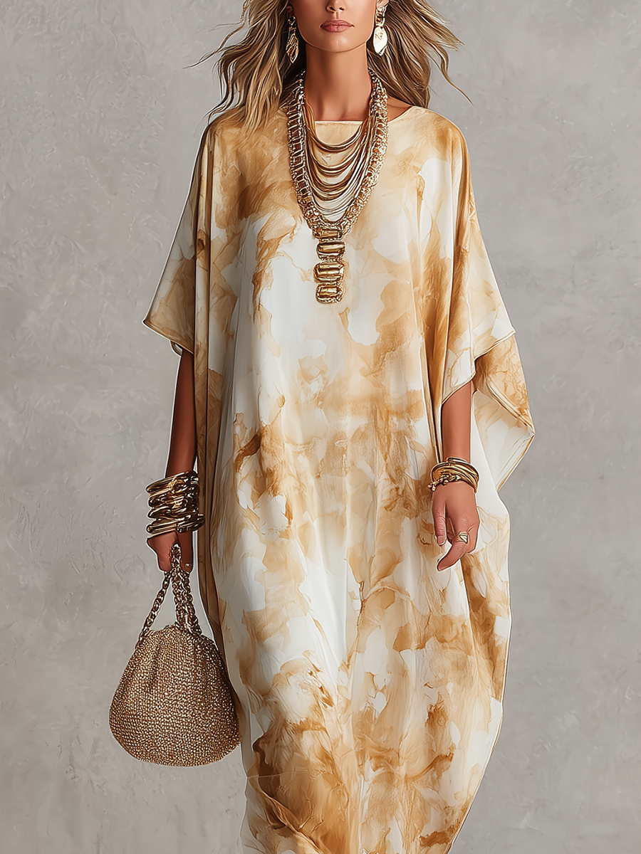 Robe longue imprimé marbré style bohème
