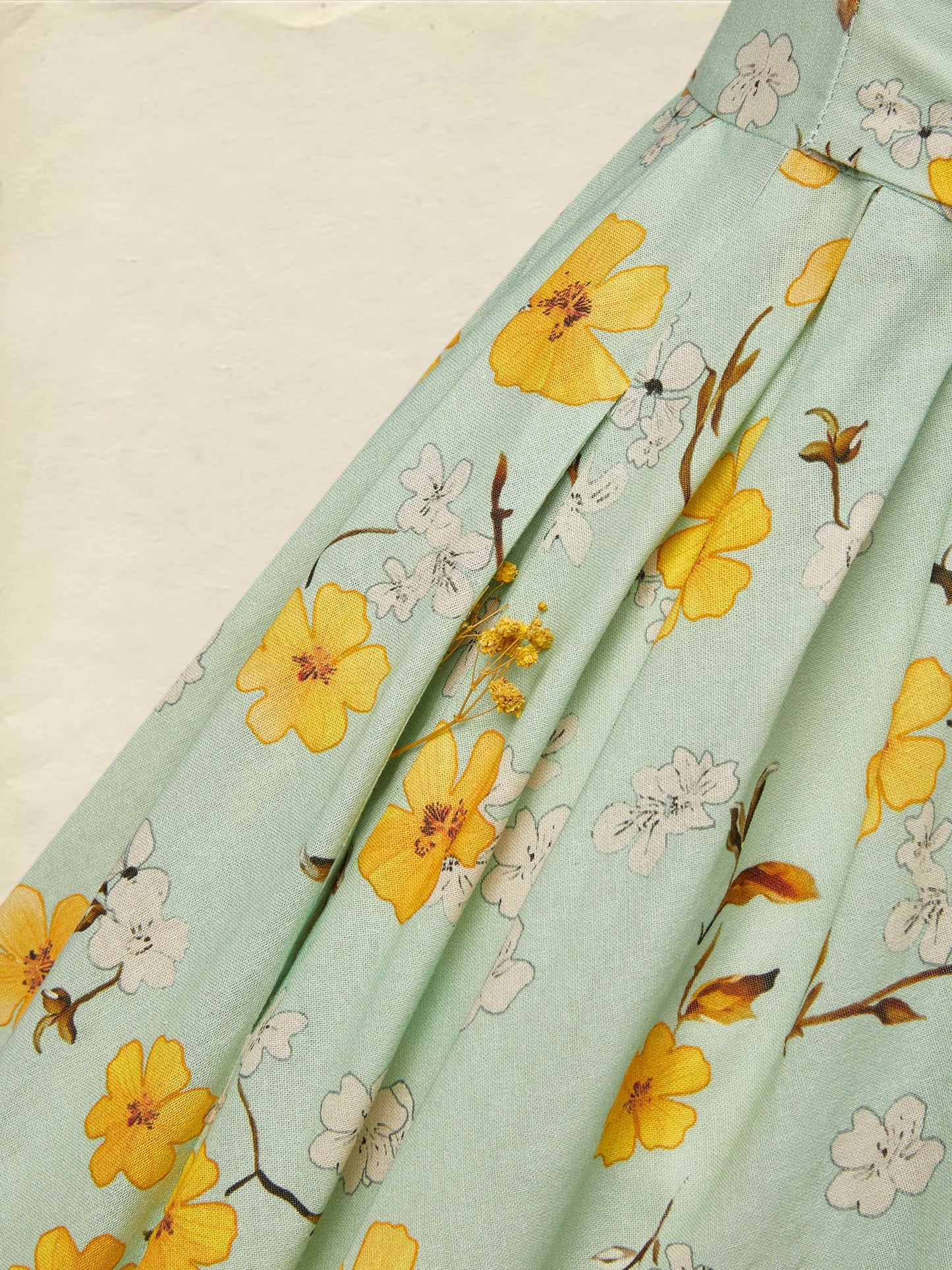 Robe midi en lin, sans manches, col licou, motifs floraux, poches, vacances, vintage, couleur aqua