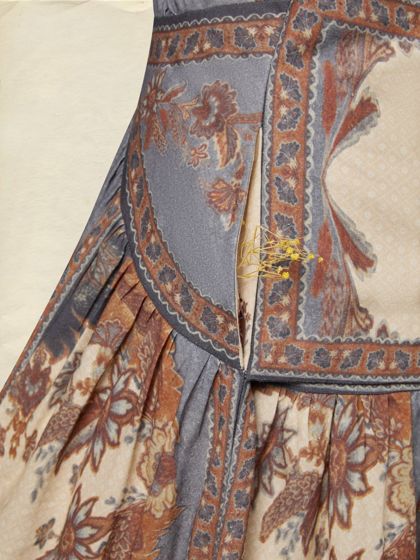 Robe longue en coton, sans manches, col en V, motif floral, ceinture, vacances, style vintage, couleur abricot
