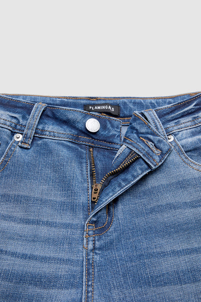 Wash Ripped Mid Rise Bootcut Jeans