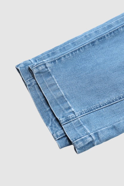 Wash Seam Detail High Rise Straight Leg Crop Jeans Without Belt