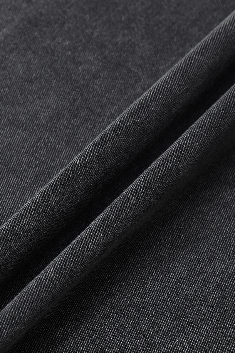 Wash Flap Pocket Seam Detail High Waist Straight Leg Pants Without Belt