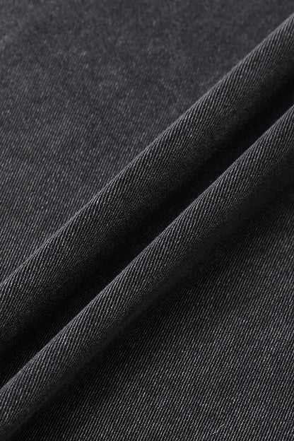 Wash Flap Pocket Seam Detail High Waist Straight Leg Pants Without Belt