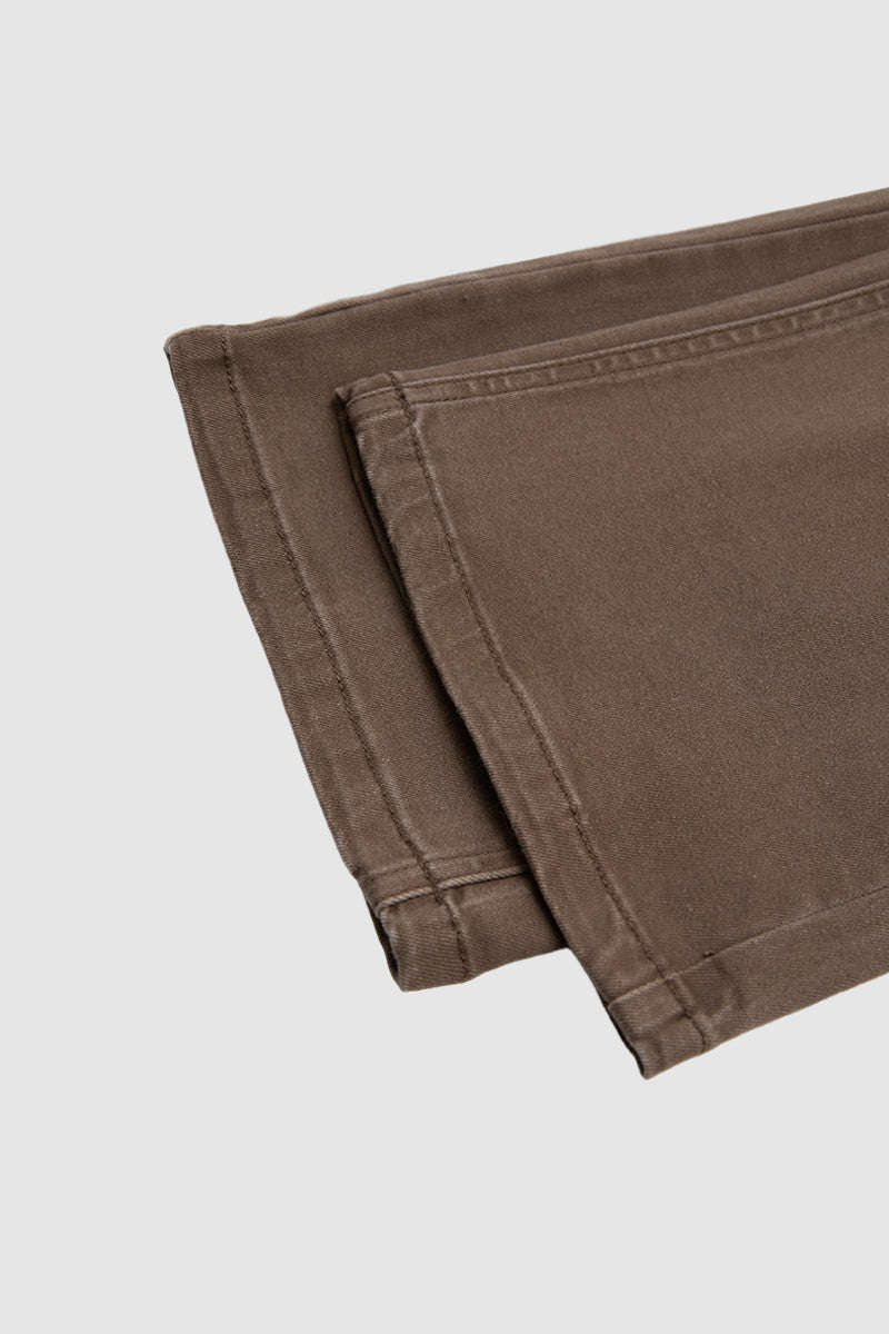 Solid Flap Pocket Mid Waist Straight Leg Pants