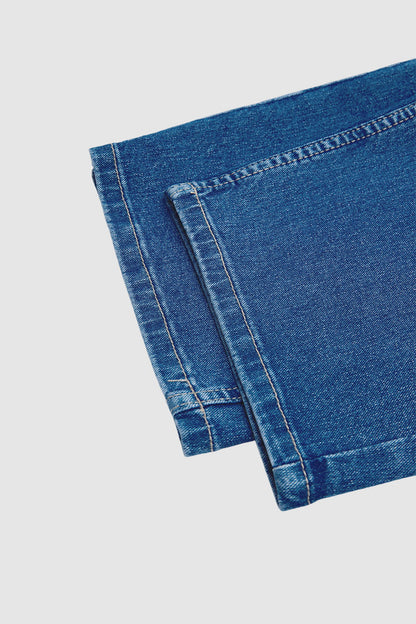 Wash Flap Pocket Drawstring Mid Rise Straight Leg Capri Jeans