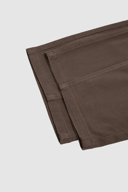 Solid Seam Front Pleated Elastic Back Mid Waist Wide Leg Pants