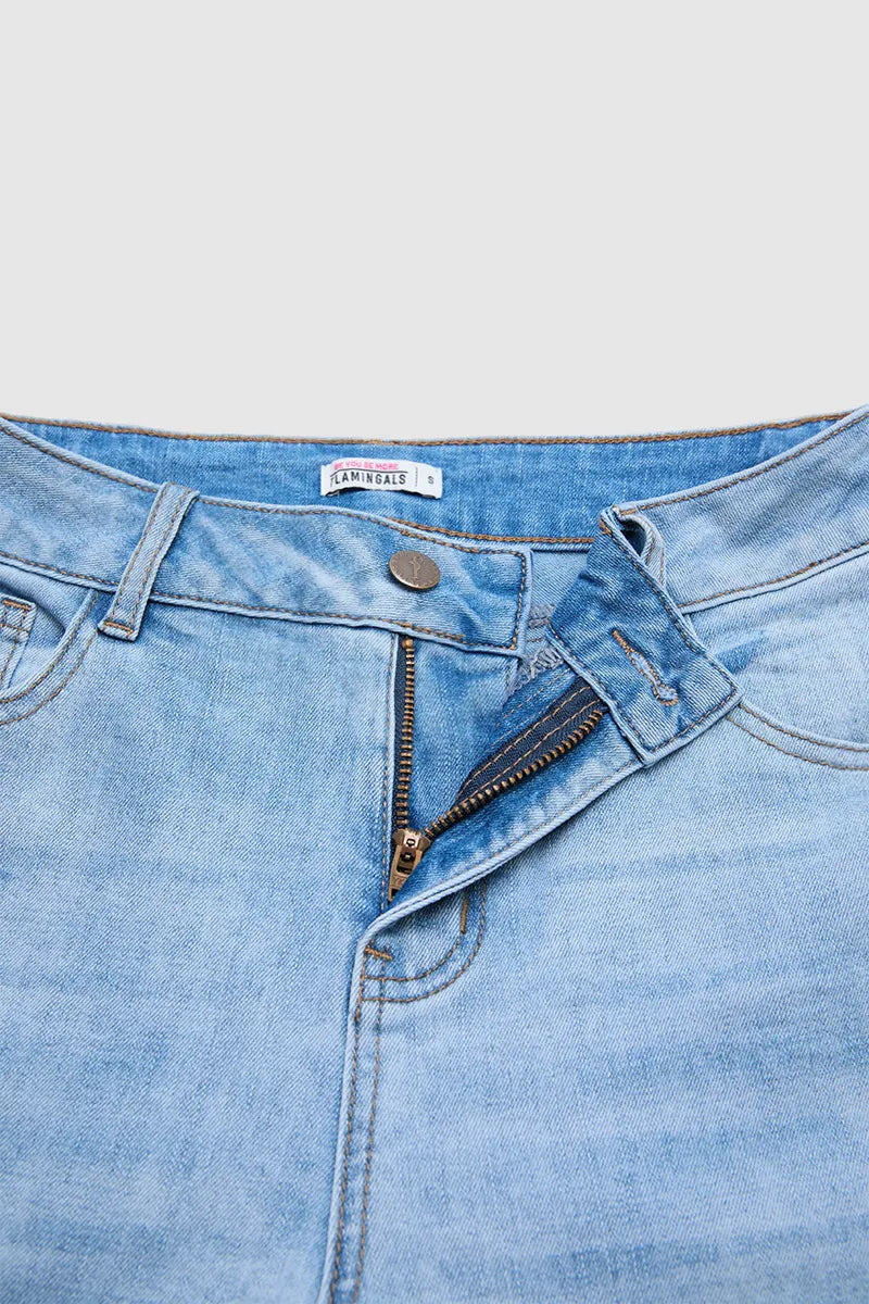 Wash Baroque Embroidery Side Mid Waist Bootcut Jeans