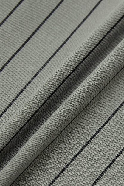 Pinstriped Roll Hem High Waist Straight Leg Cropped Pants Without Belt