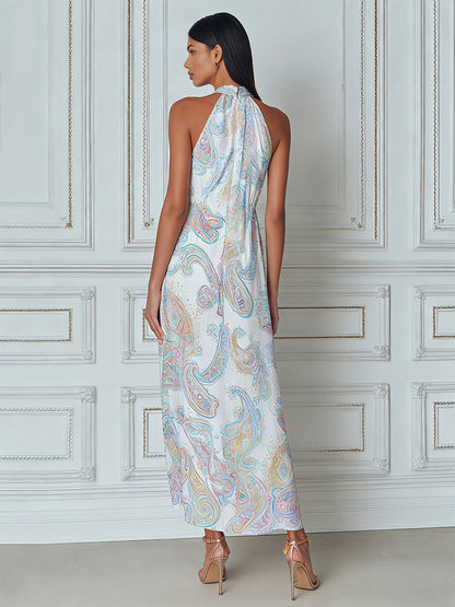 Ethereal Paisley Halter Maxi Dress