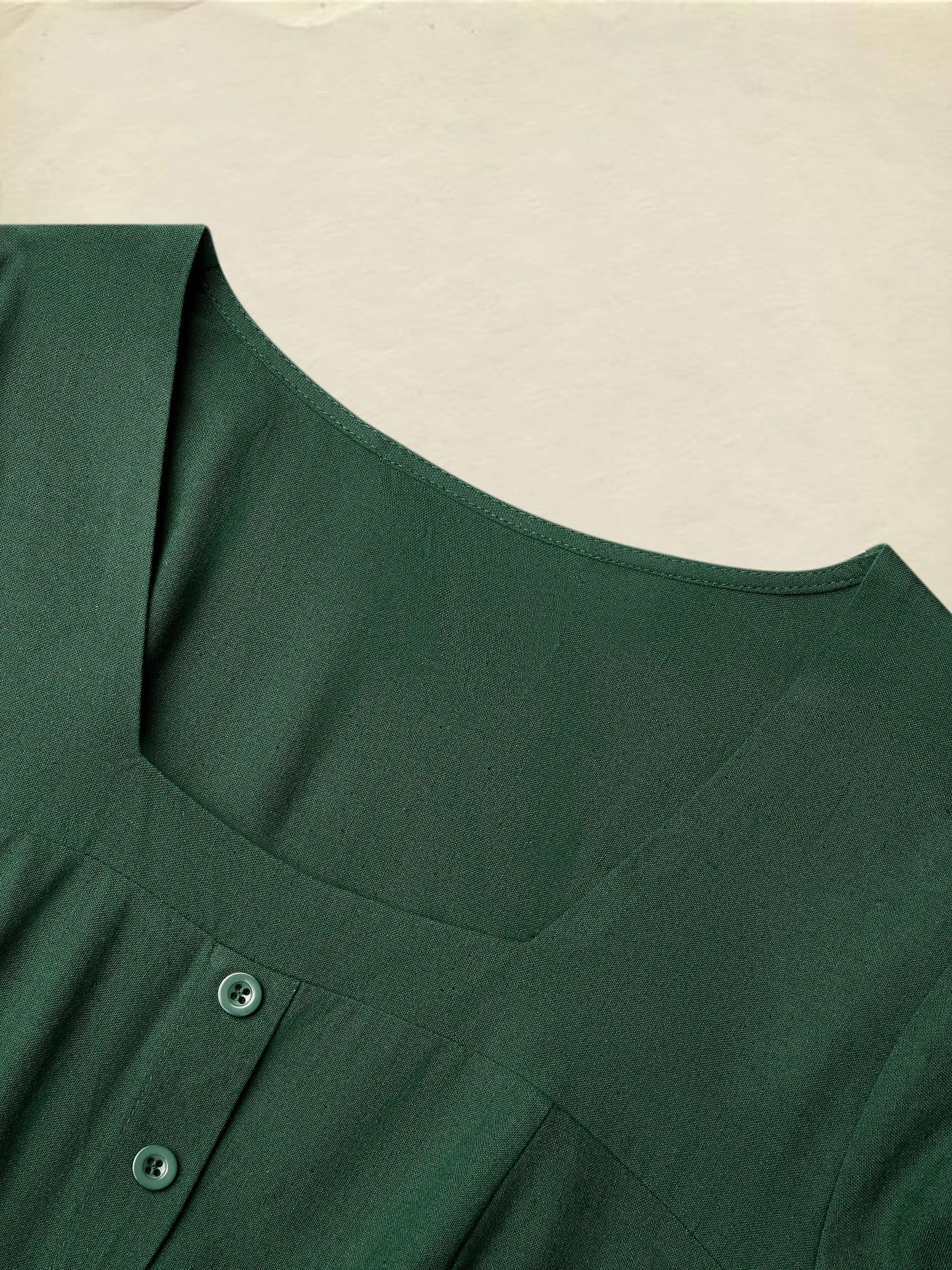 Robe longue en lin, col carré, manches longues, style victorien, mélange de lin, vert