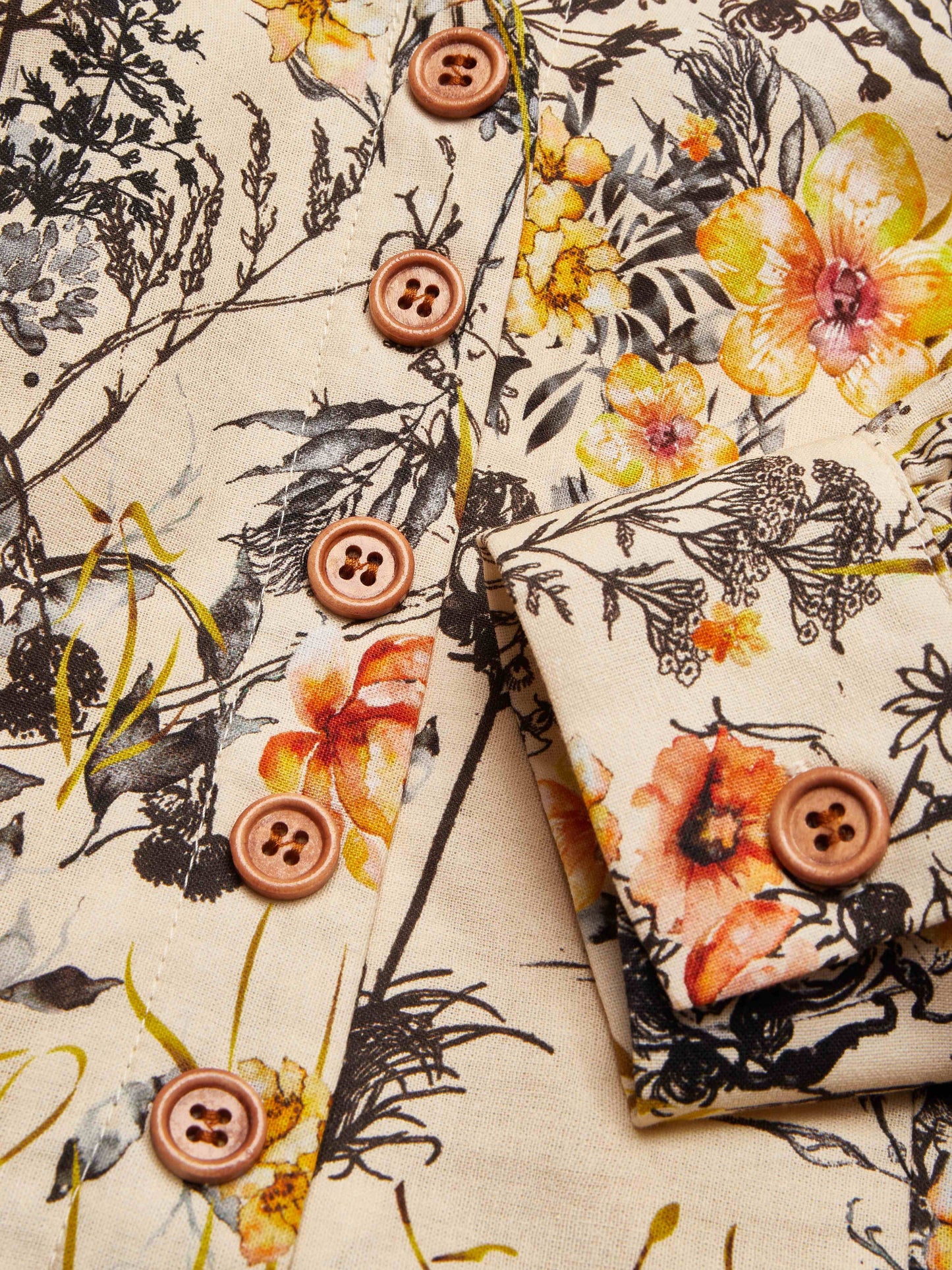 Robe longue en lin, manches longues, col en V, motif floral, abricot, quotidienne