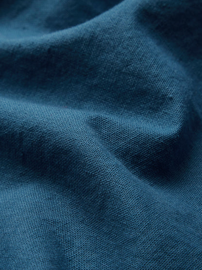 Robe longue en coton, manches longues, col en V, unie, boutonnée, vintage, bleu marine