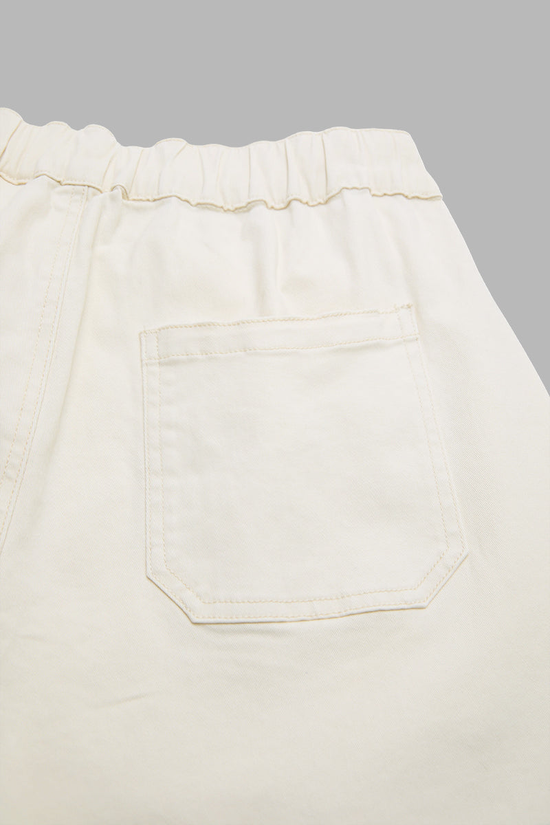 Solid Flap Pocket Drawstring Mid Waist Wide Leg Cargo Pants