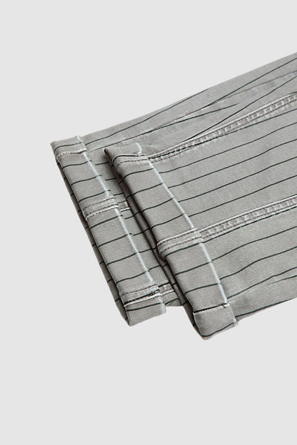 Striped Flap Decor Roll Hem High Waist Cropped Tapered Pants