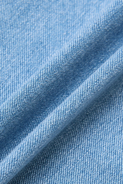 Stitch Detail Mid Waist Wide Leg Jeans Without Belt