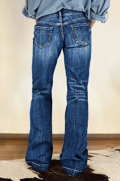 Wash Seam Front Mid Rise Bootcut Jeans