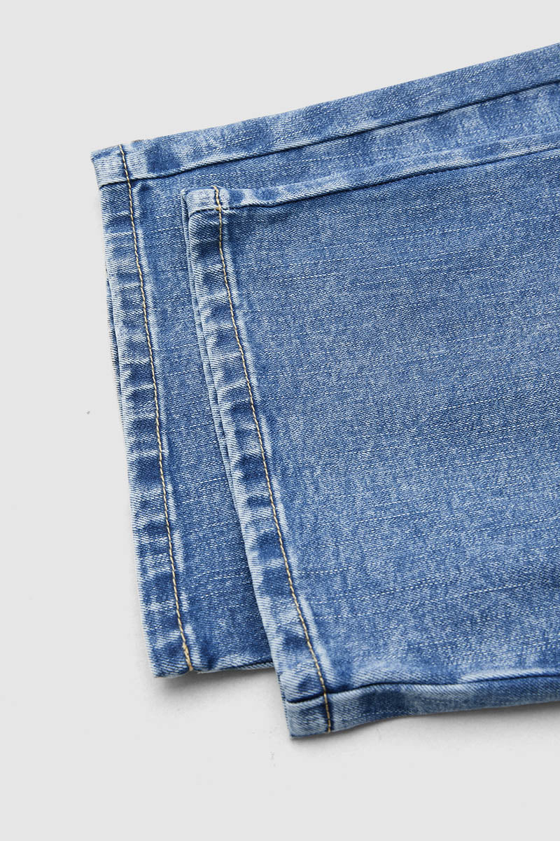 Patched Stitch Detail Barrel Leg Denim Overalls