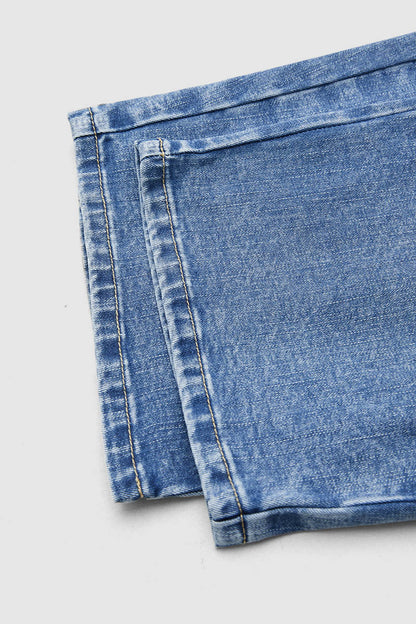 Patched Stitch Detail Barrel Leg Denim Overalls