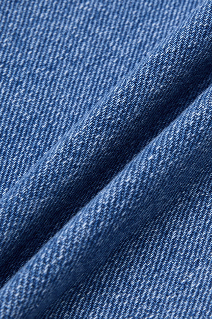 Stitch Detail Mid Waist Straight Leg Crop Jeans