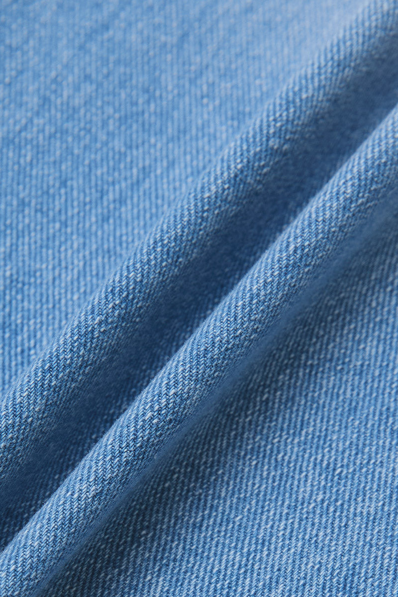 Wash Stitch Detail Ruffle Hem Mid Rise Wide Leg Crop Jeans