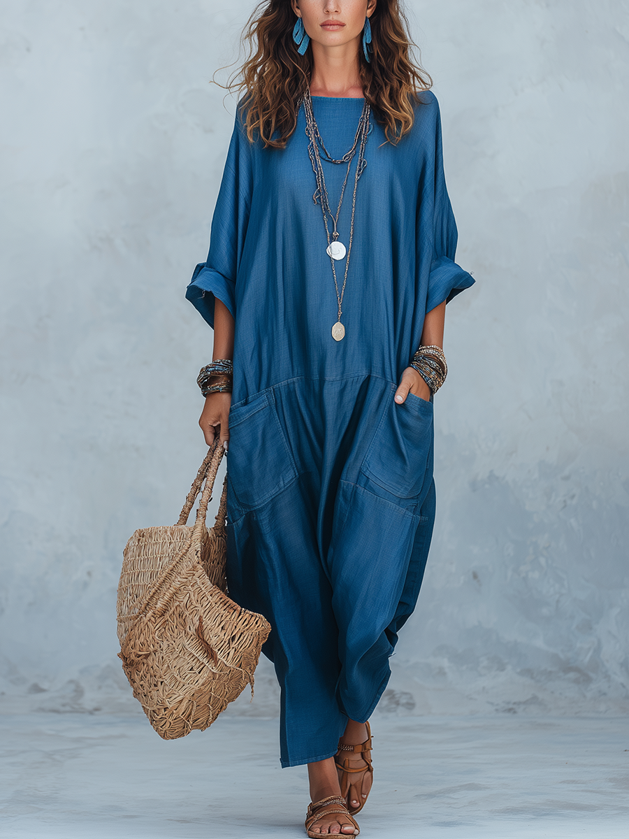 Robe de poche bleu nuit bohème