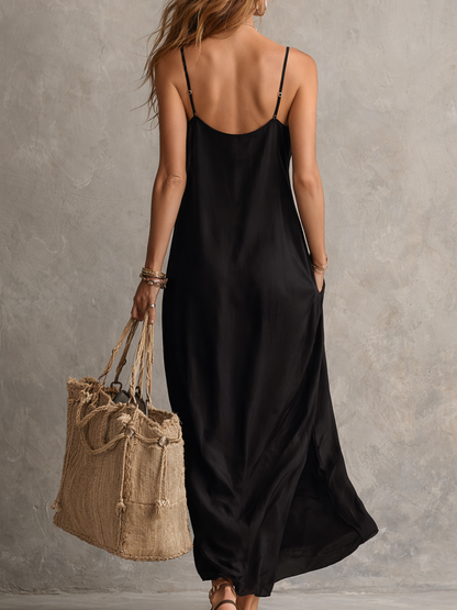 Robe nuisette noire fluide Midnight Muse