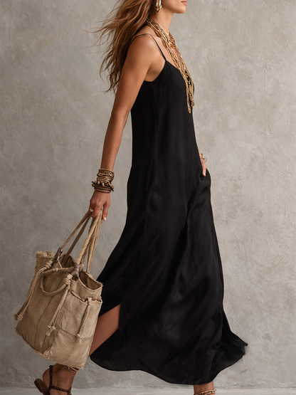 Robe nuisette noire fluide Midnight Muse