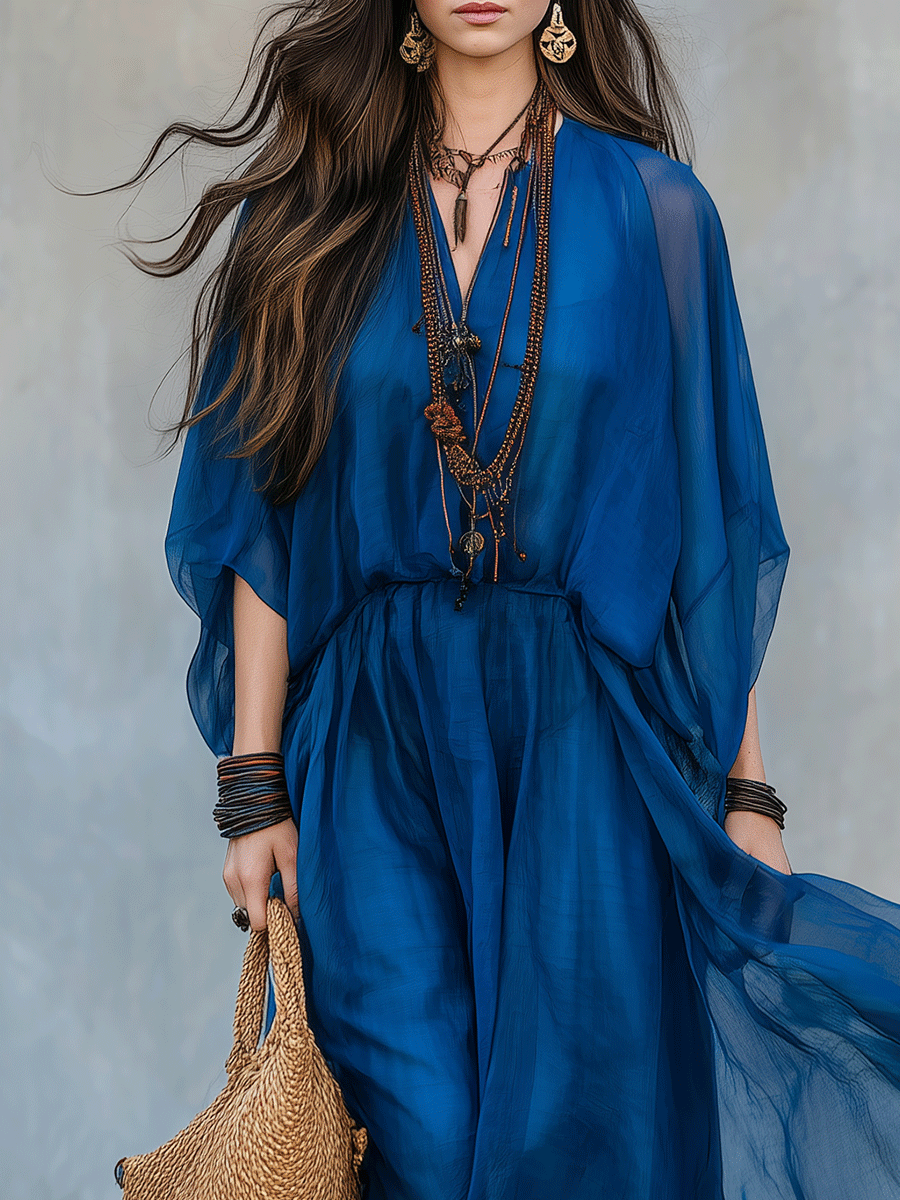 Robe longue superposée vaporeuse style bohème sans effort