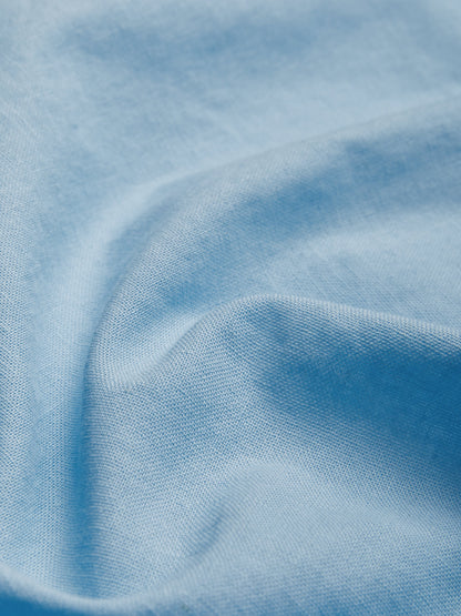Robe longue en lin, manches courtes, col en V, unie, boutonnée, vintage, bleue