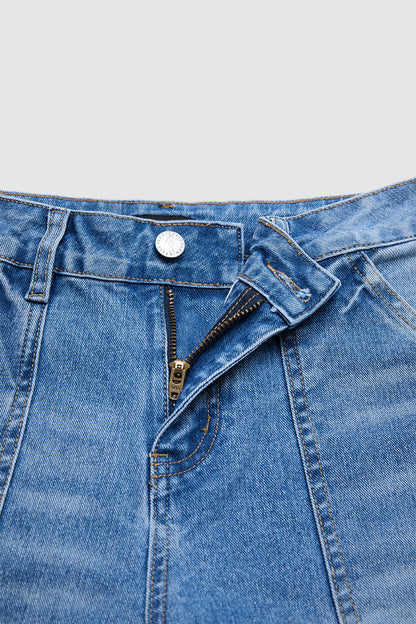 Raw Hem Ripped Mid Waist Straight Leg Crop Jeans