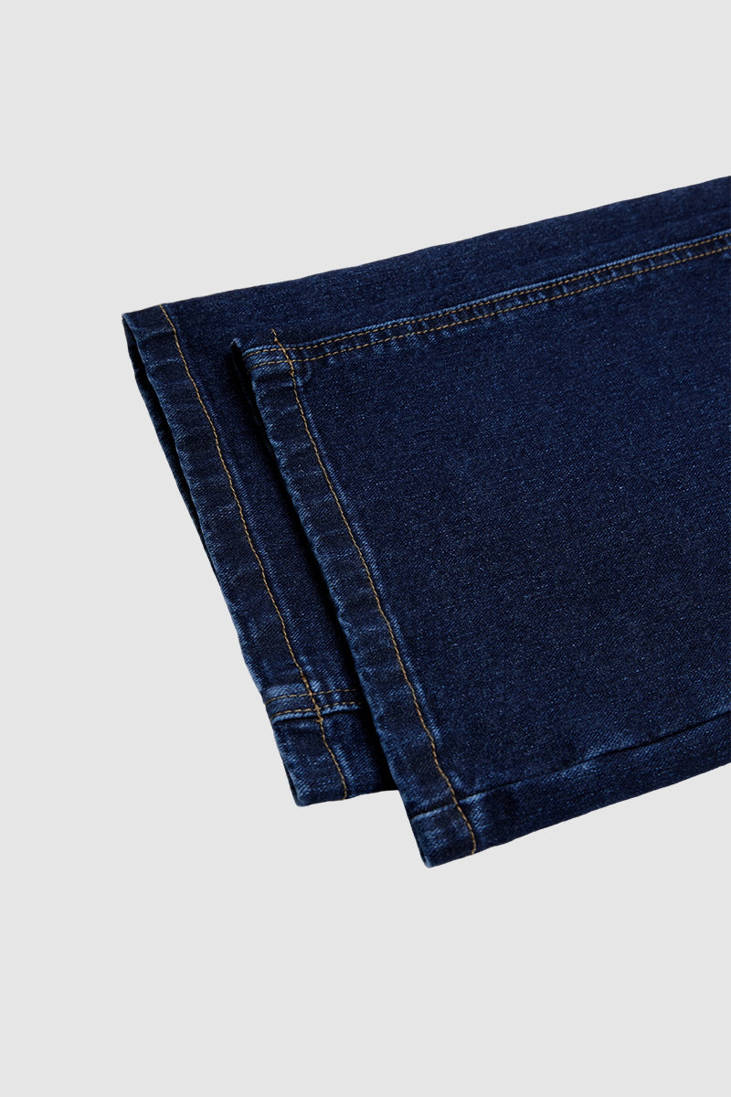 Wash Studded Mid Waist Straight Leg Jeans Without Belt